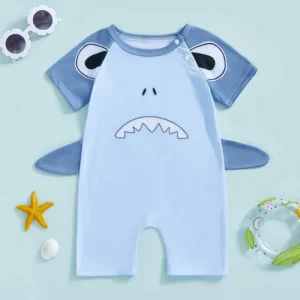 Maillot de bain bébé bleu barboteuse requin