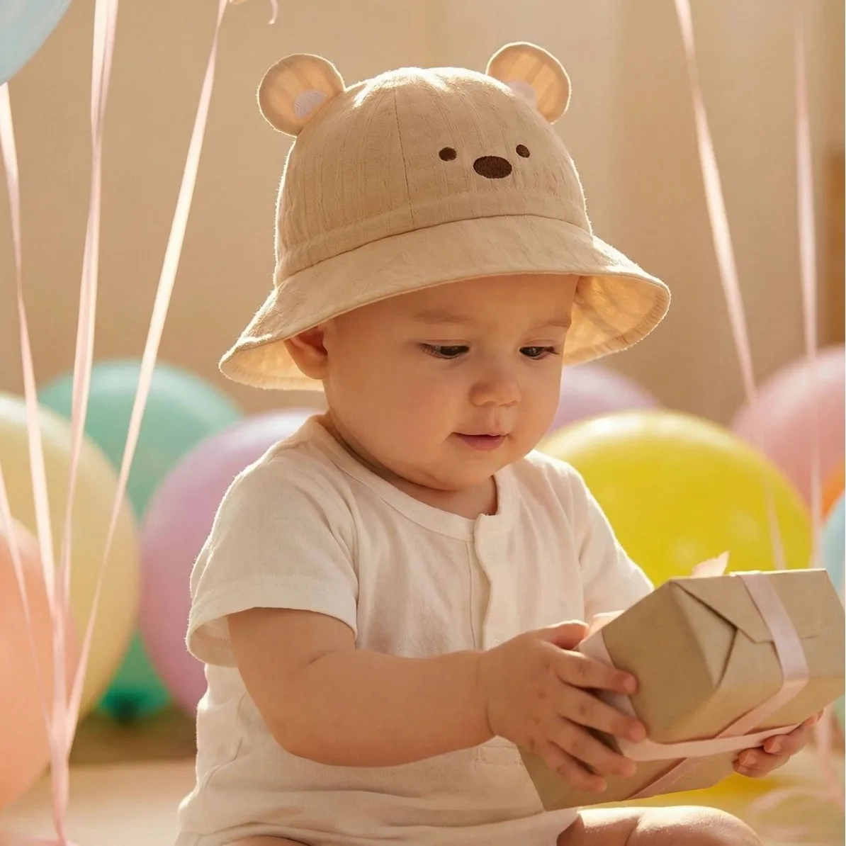 Chapeau bébé oreilles ourson léger de soleil printemps