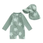 Maillot de bain bébé vert sauge manches longues tortues