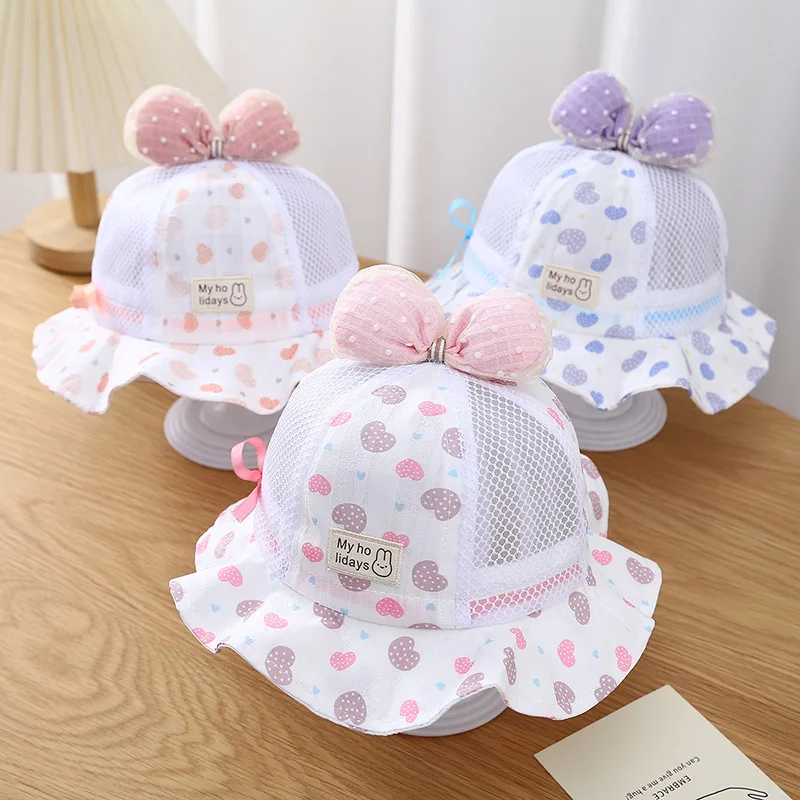 Chapeau bébé à large bord avec nœud léger été doux
