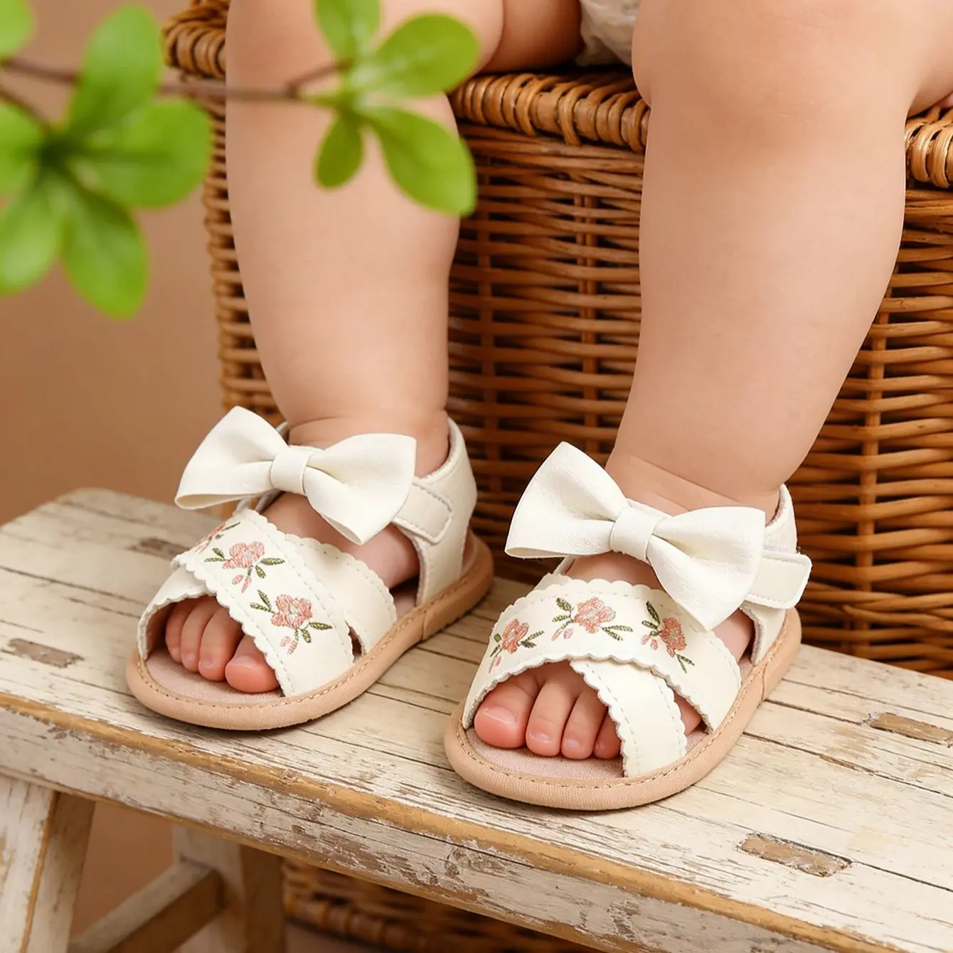 Sandale bébé fille à nœud souple pour été et plage