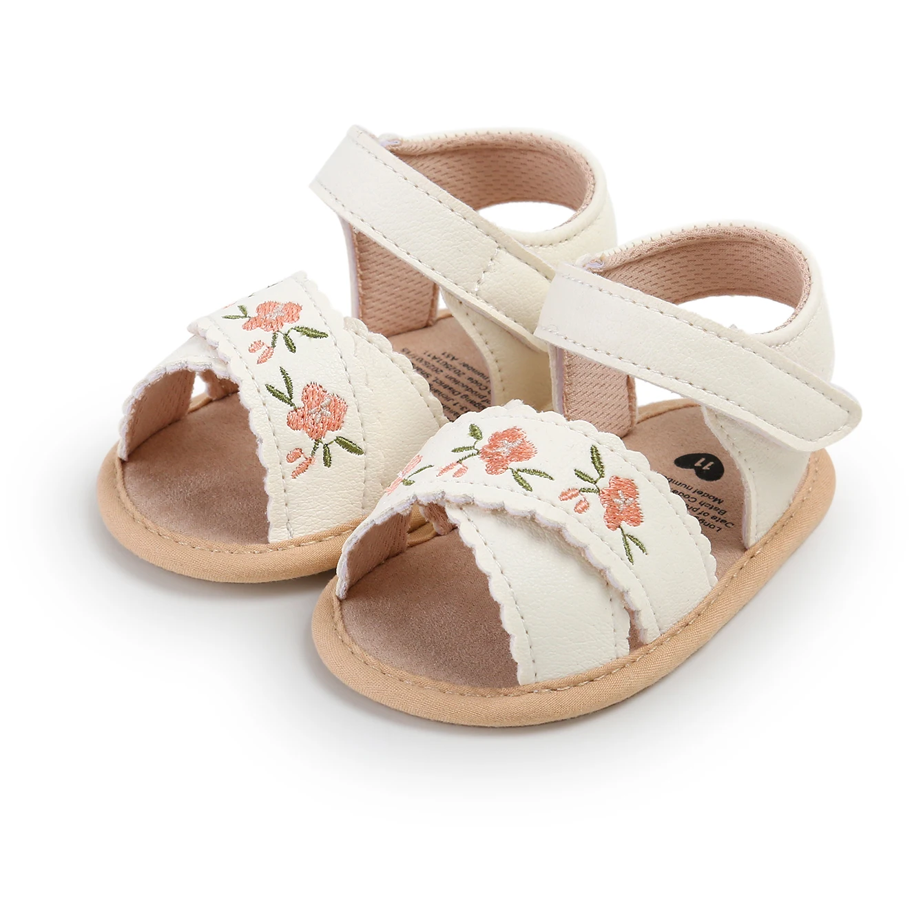 Sandale bébé brodée à fleurs pour été et premiers pas