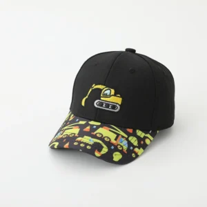 Casquette noire enfant engin brodé été réglable