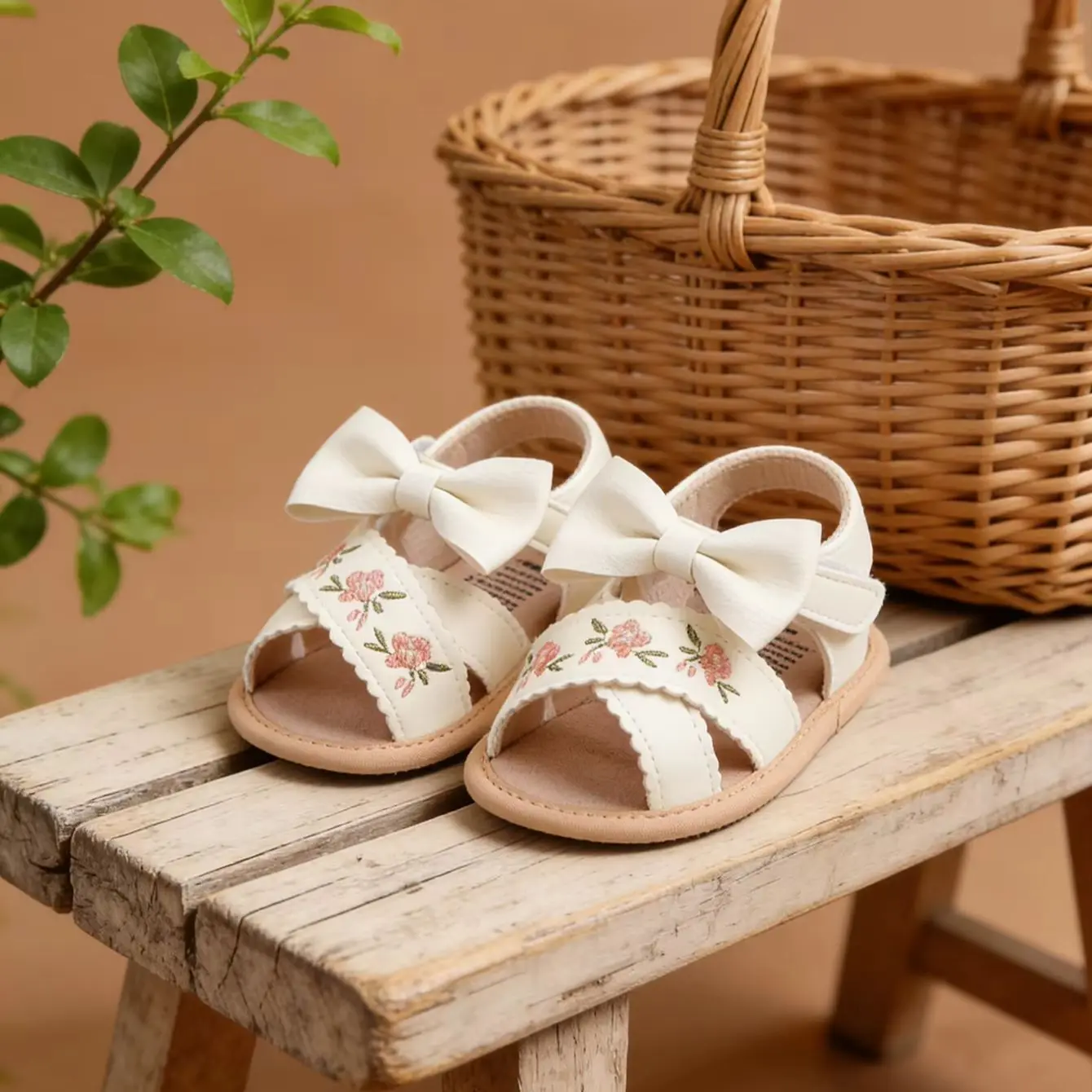 Sandale bébé fille à nœud souple pour été et plage