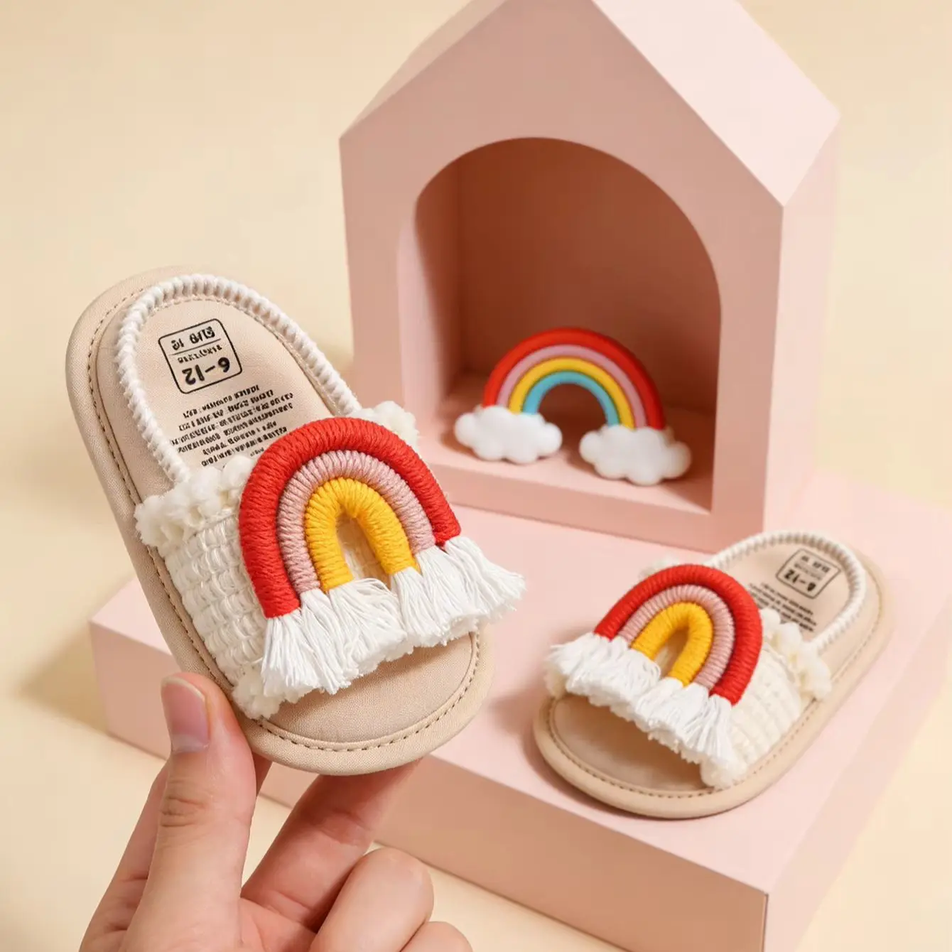 Sandale bébé arc en ciel souple pour premiers pas
