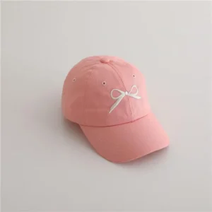 Casquette bébé saumon à nœud brodé réglable été