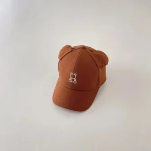 Casquette bébé marron à oreilles ours réglable été doux