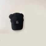 Casquette noire bébé ourson à oreilles réglable été